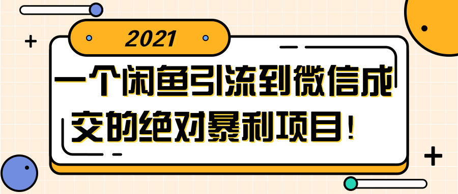 闲鱼引流到微信成交的绝对暴利项目!【视频教程】